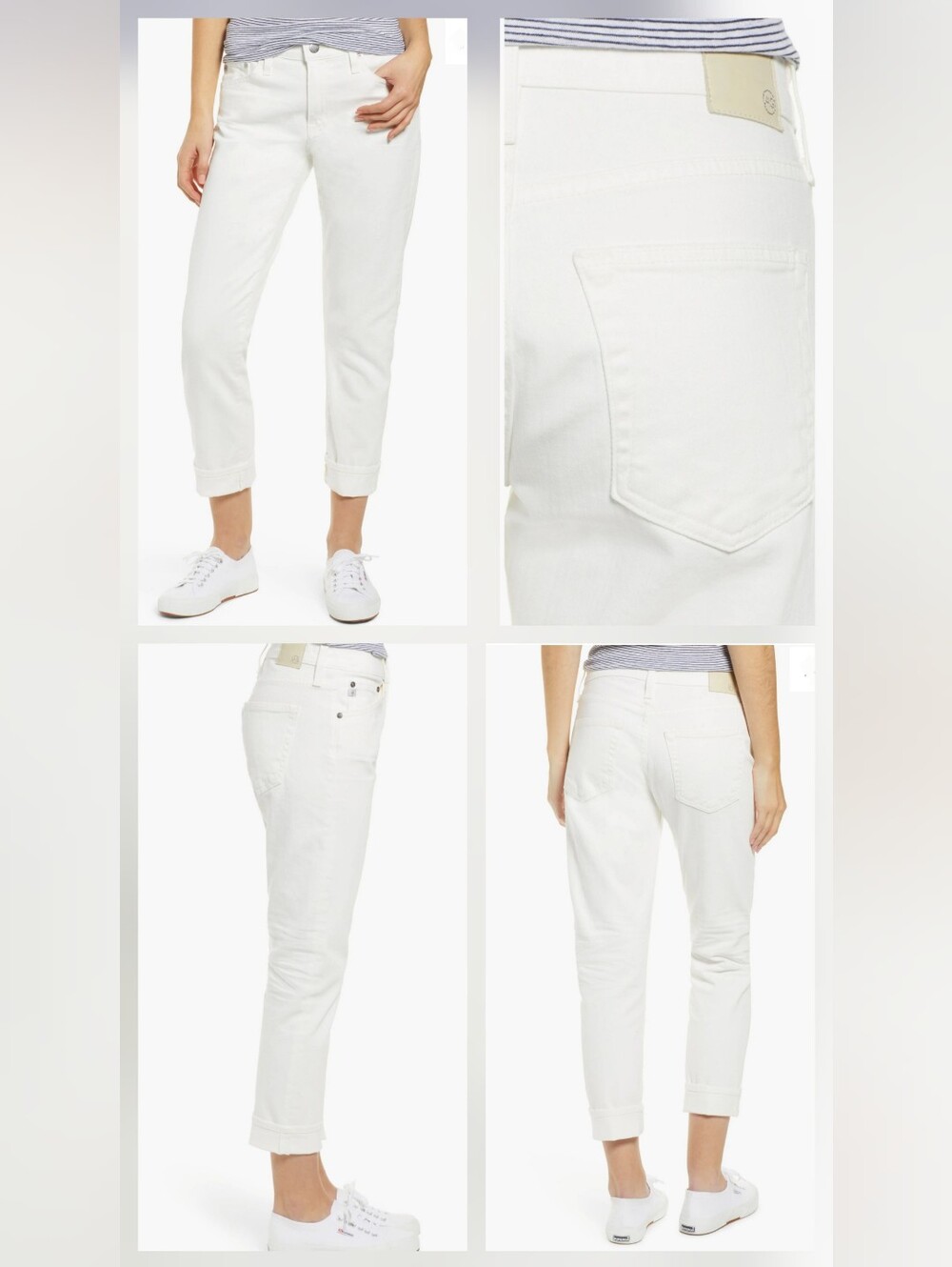Ag Adriano Goldschmied White Cropped Relaxed Straight Jeans